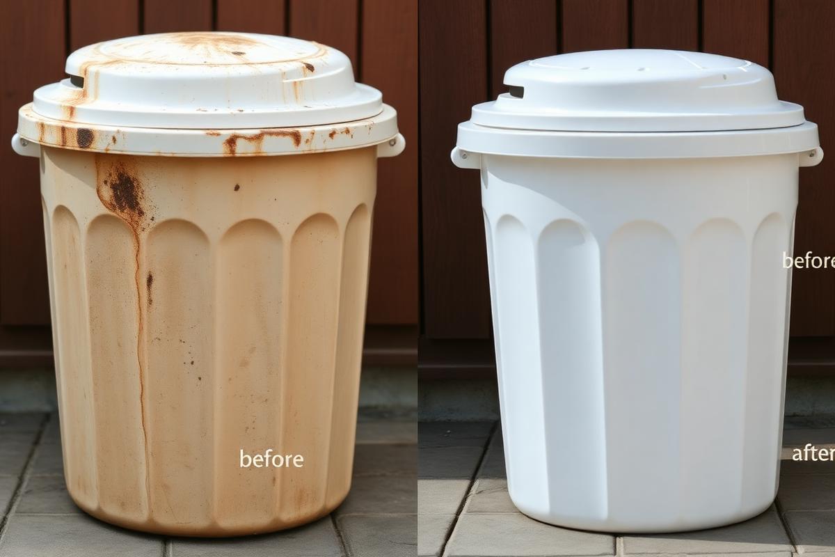 Trash bin before and after